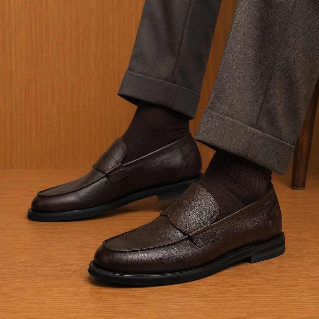 Textured Leather Loafers
