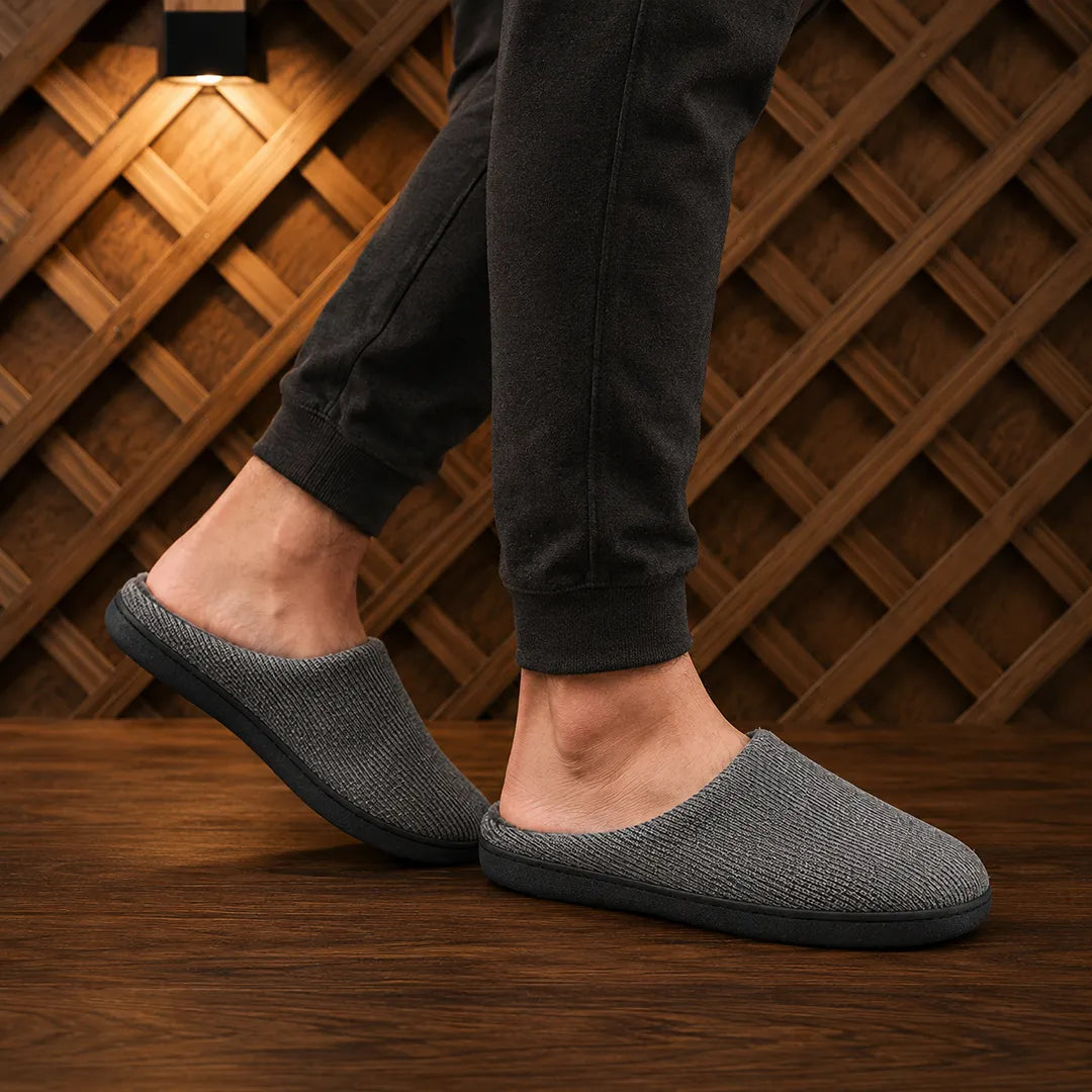 Textured Knit Mule Slippers