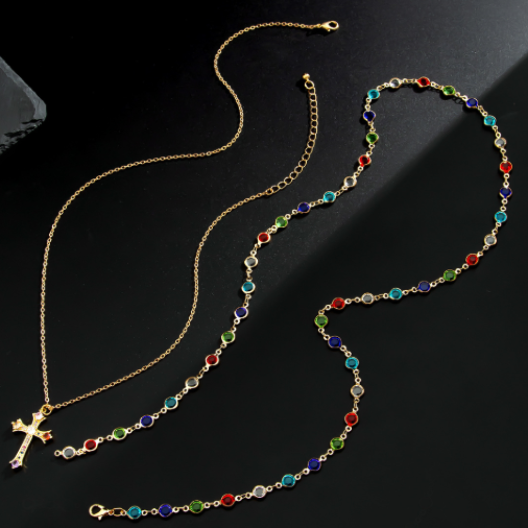 Crystal Cross Necklace Set