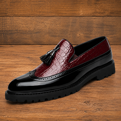 Crocodile Embossed Tassel Loafers