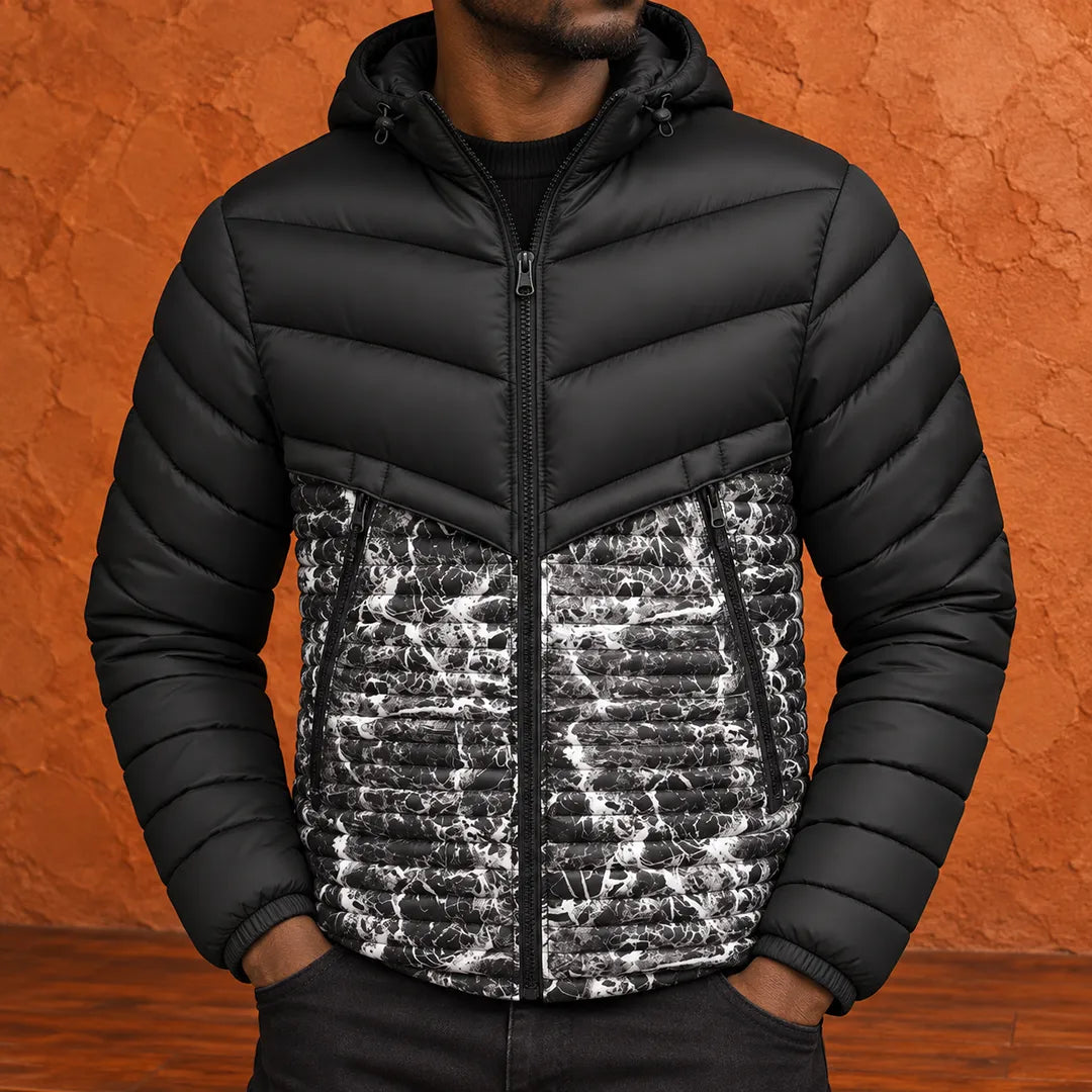 Contrast Pattern Puffer Jacket