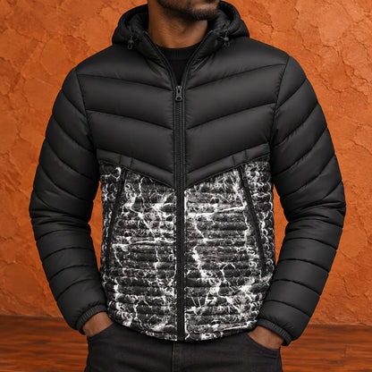 Contrast Pattern Puffer Jacket