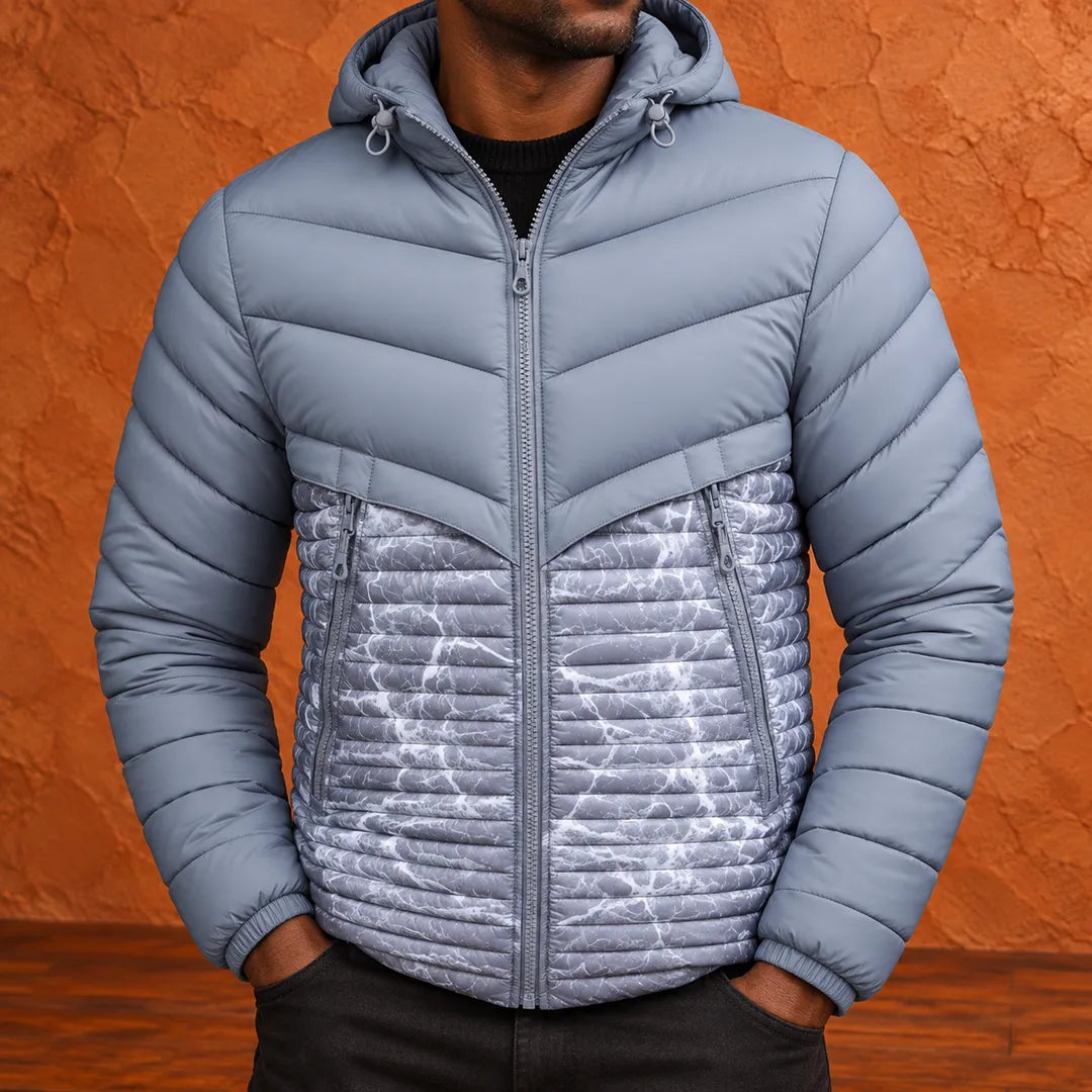 Contrast Pattern Puffer Jacket