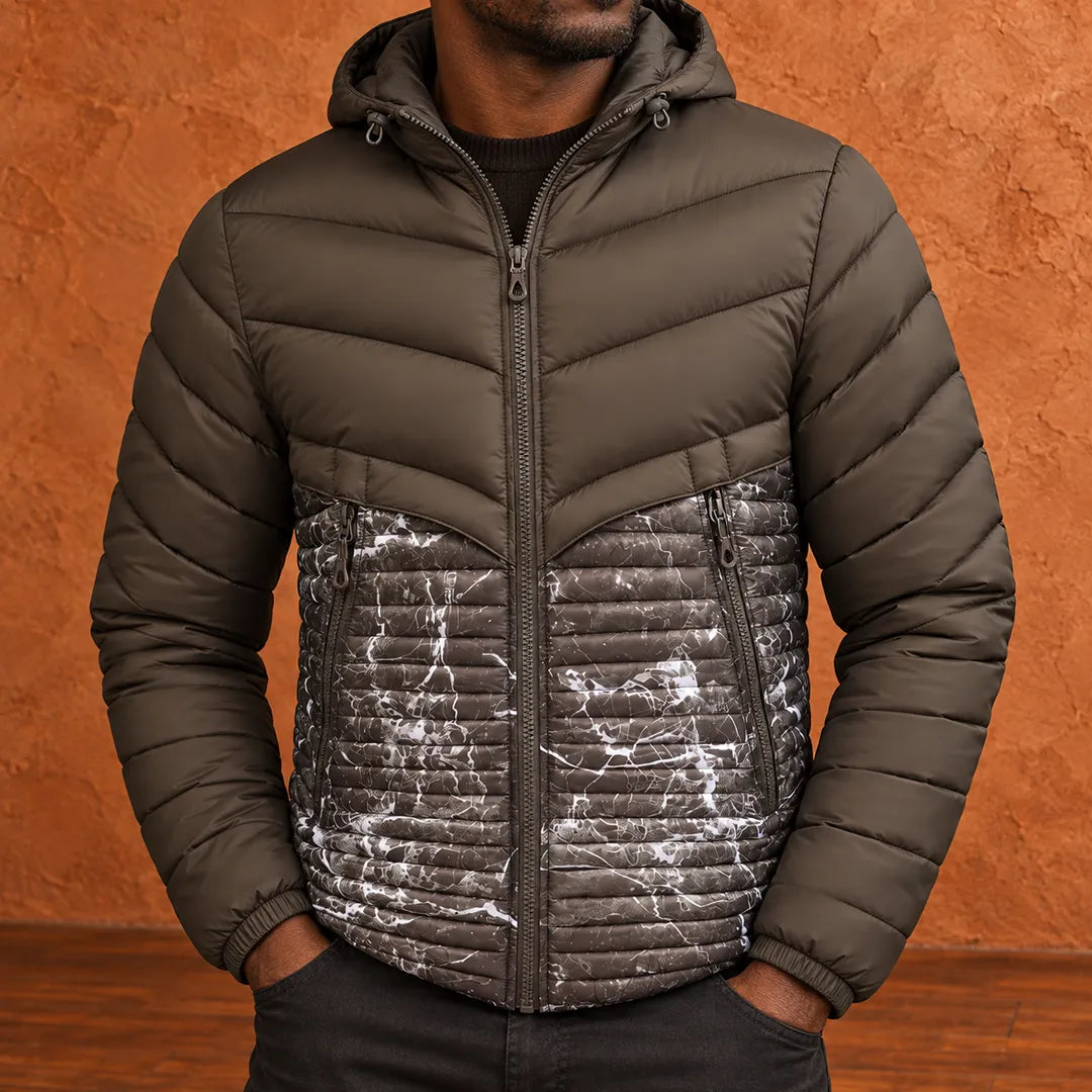 Contrast Pattern Puffer Jacket