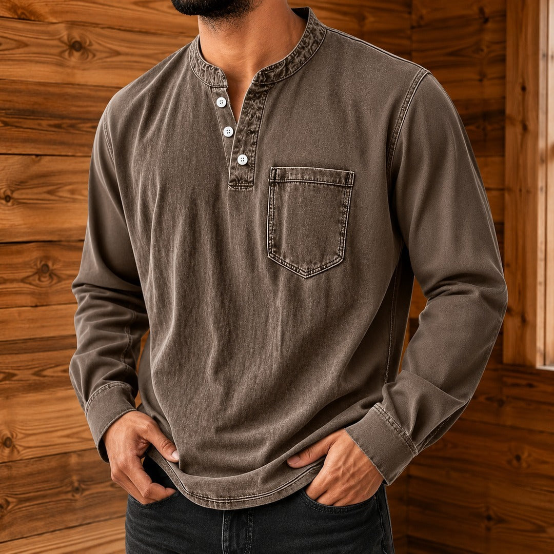 Vintage Casual Henley Shirt