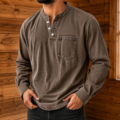 Vintage Casual Henley Shirt