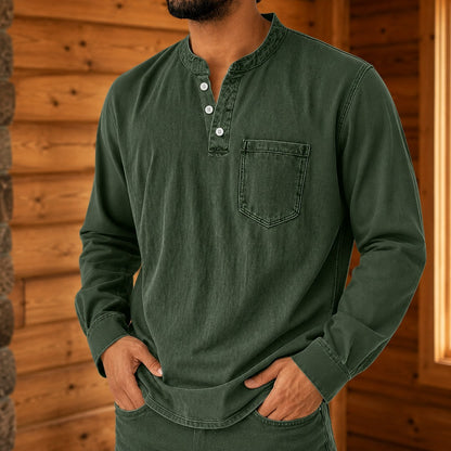 Vintage Casual Henley Shirt