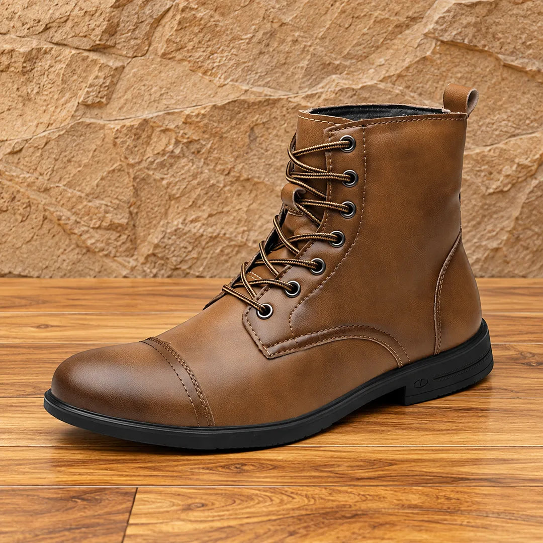 Lace-Up Cap-Toe Boots