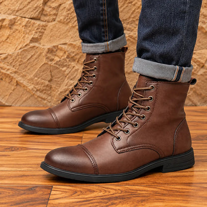 Lace-Up Cap-Toe Boots