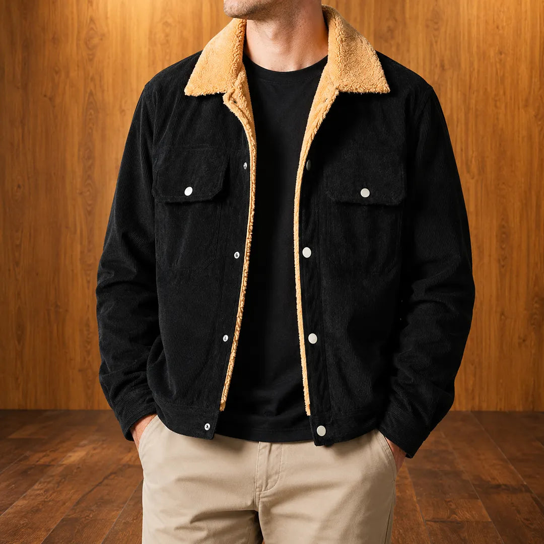 Sherpa-Collar Corduroy Jacket