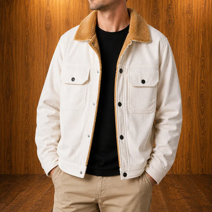 Sherpa-Collar Corduroy Jacket