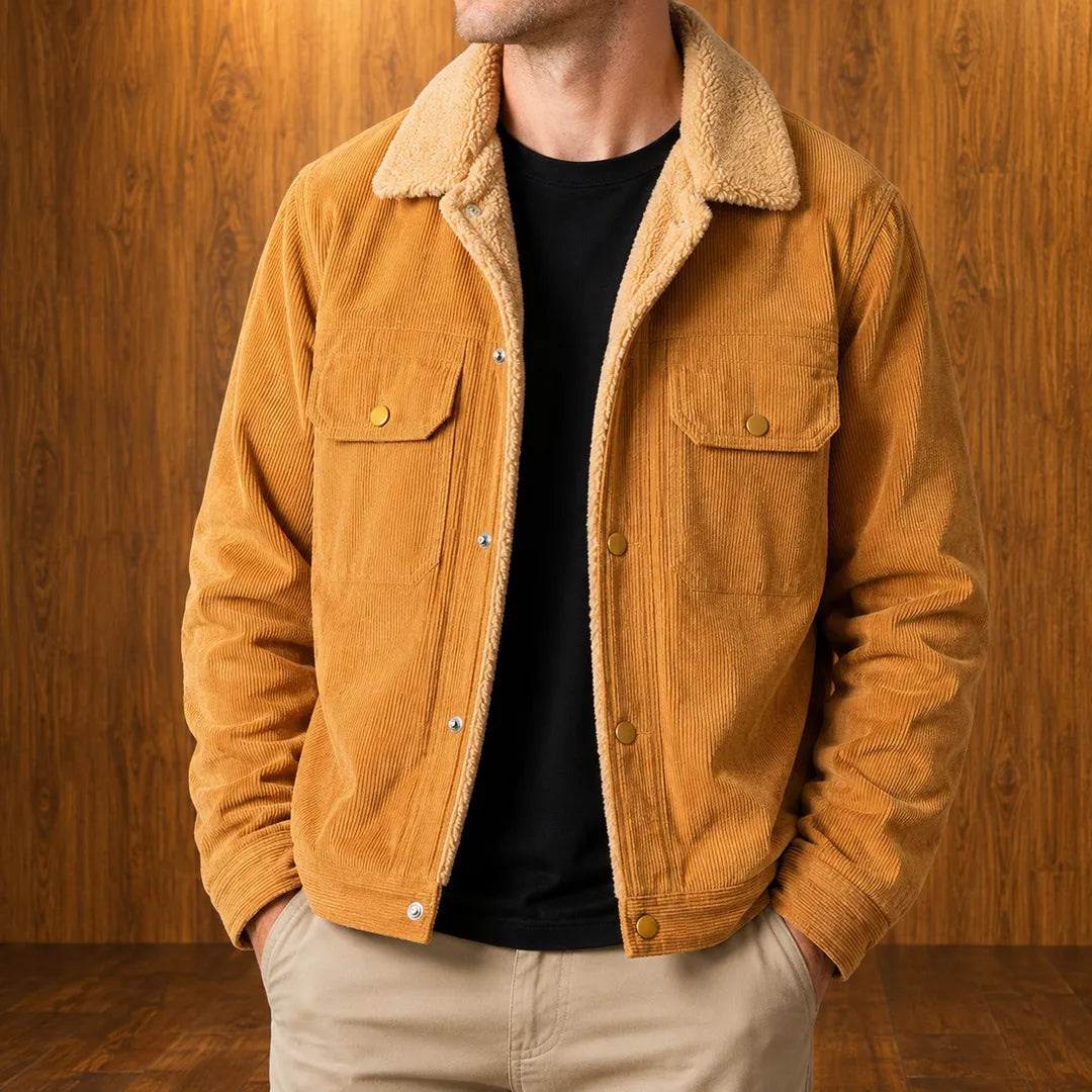 Sherpa-Collar Corduroy Jacket