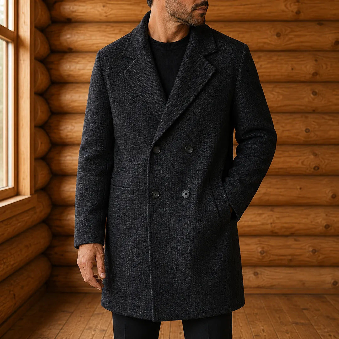 Textured Double Breasted Coat
