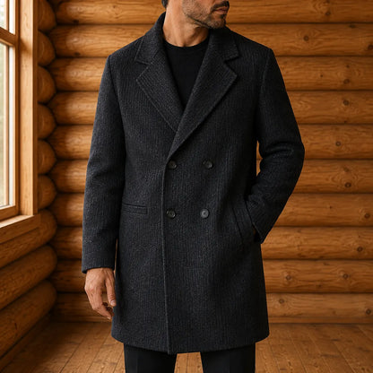 Textured Double Breasted Coat
