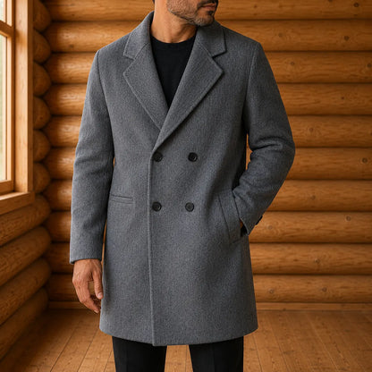 Textured Double Breasted Coat