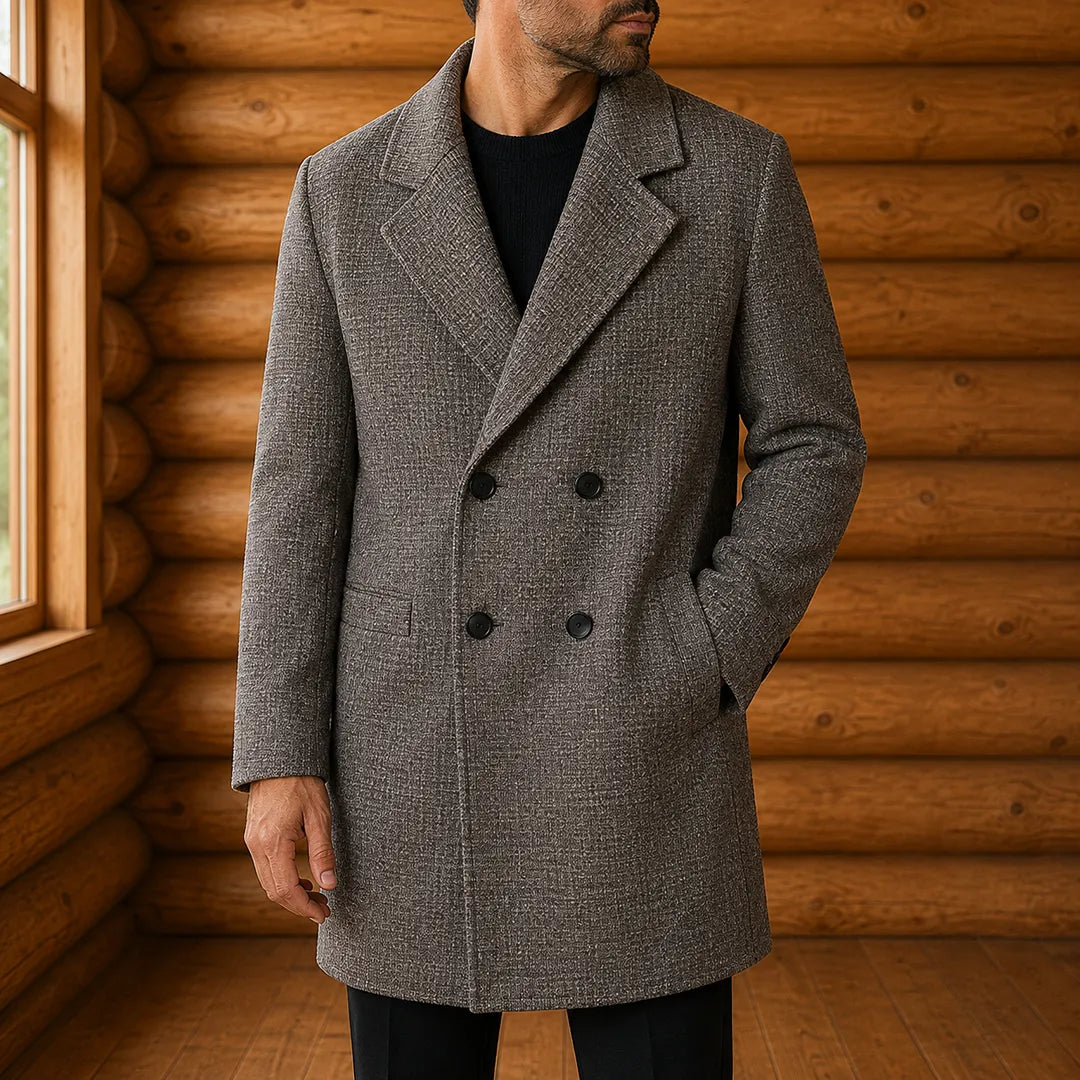 Textured Double Breasted Coat