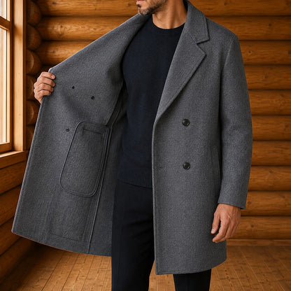 Textured Double Breasted Coat