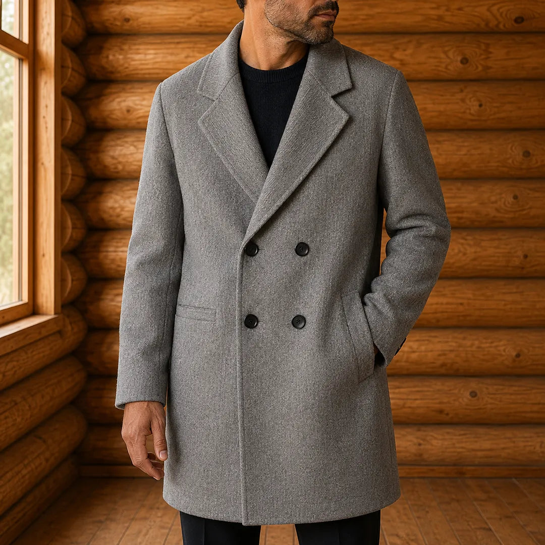 Textured Double Breasted Coat