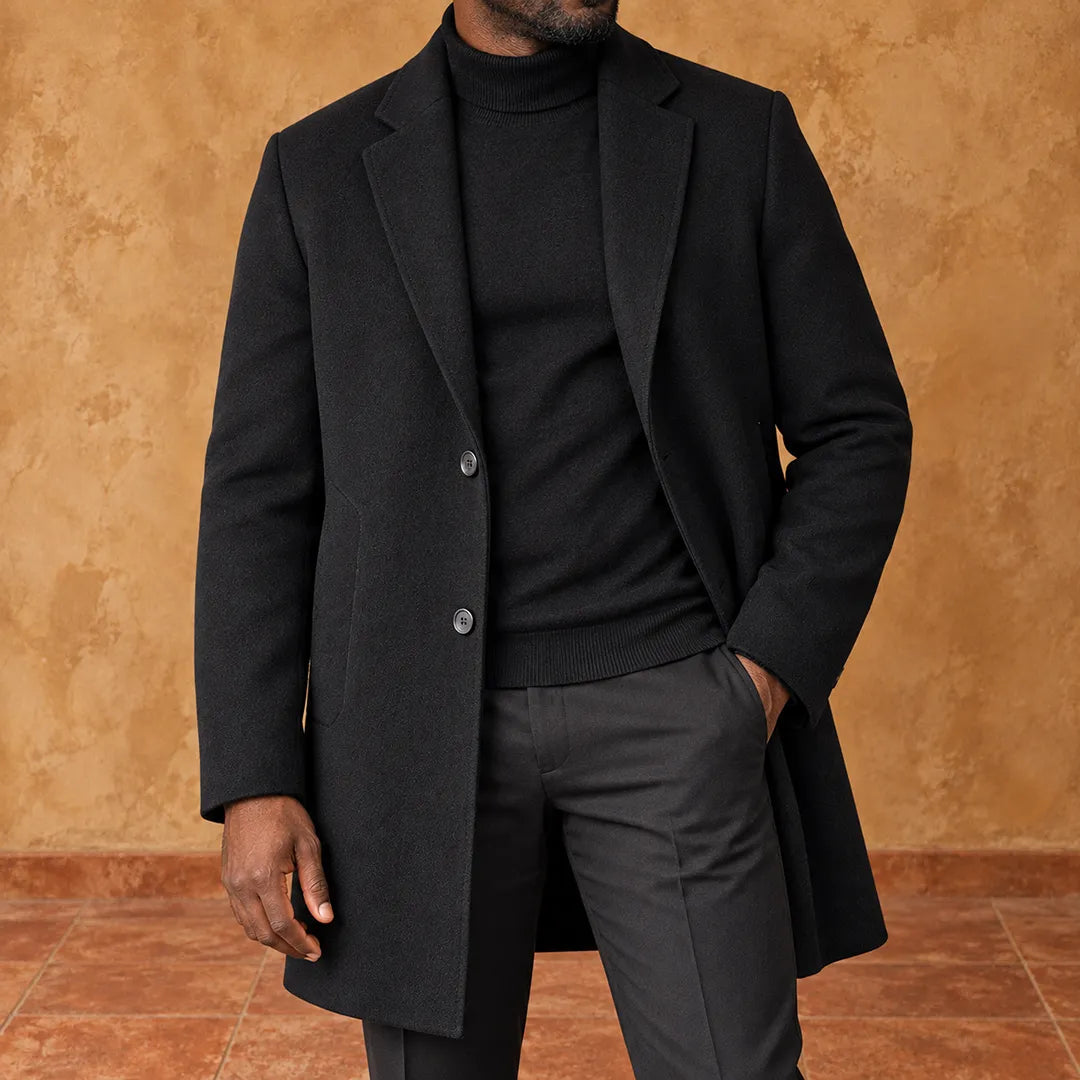 Textured Lapel Overcoat