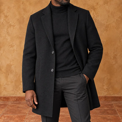 Textured Lapel Overcoat