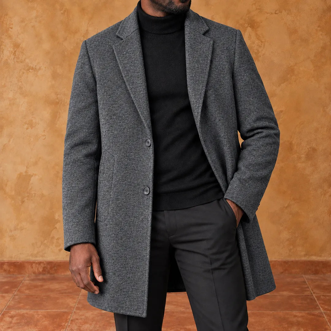 Textured Lapel Overcoat