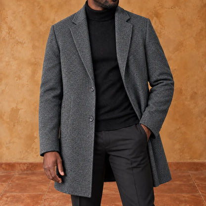 Textured Lapel Overcoat
