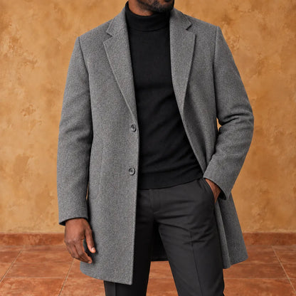 Textured Lapel Overcoat