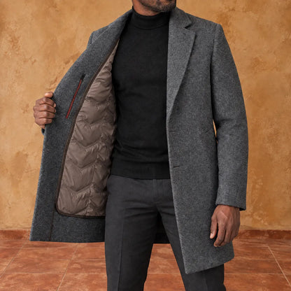 Textured Lapel Overcoat
