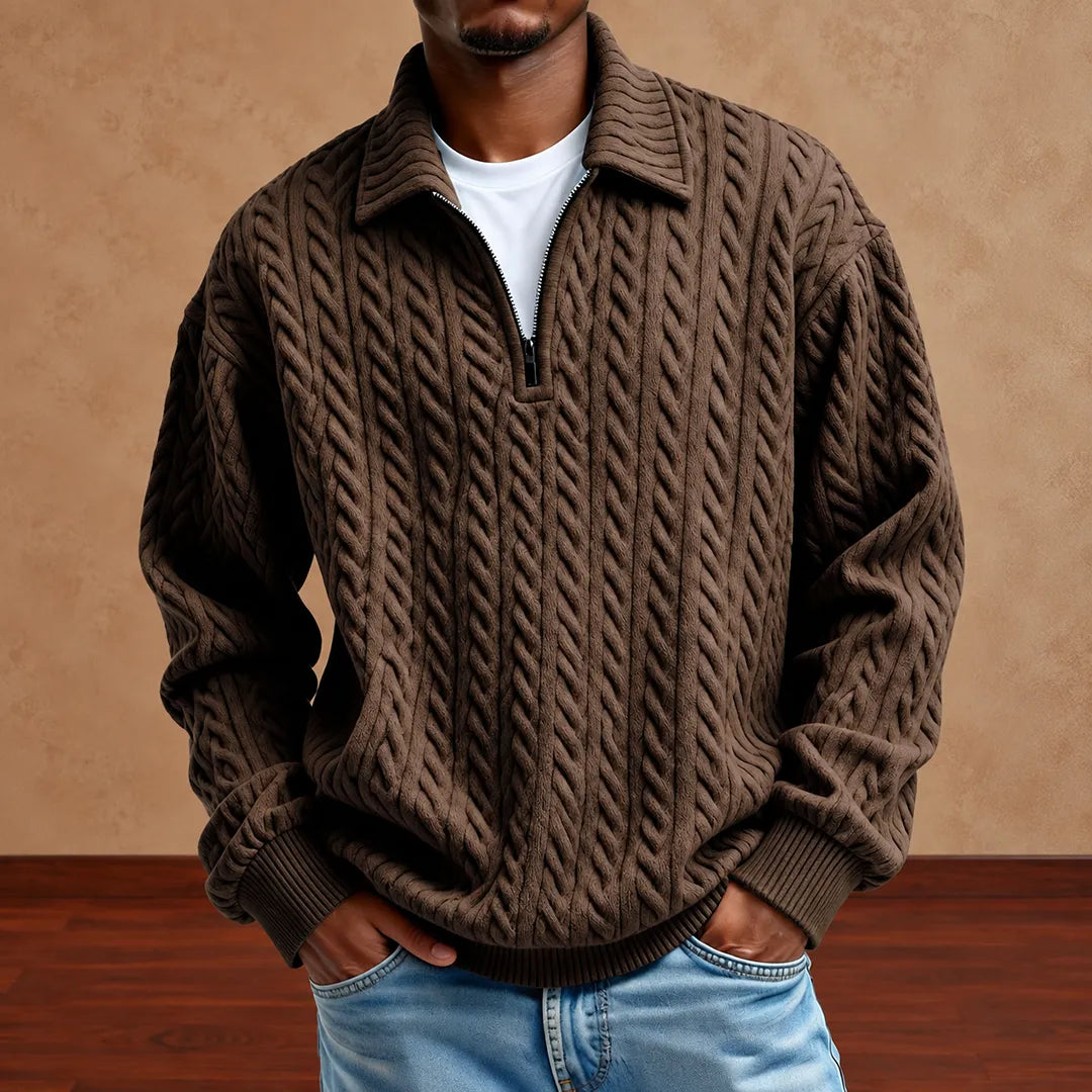 Textured Quarter-Zip Sweater