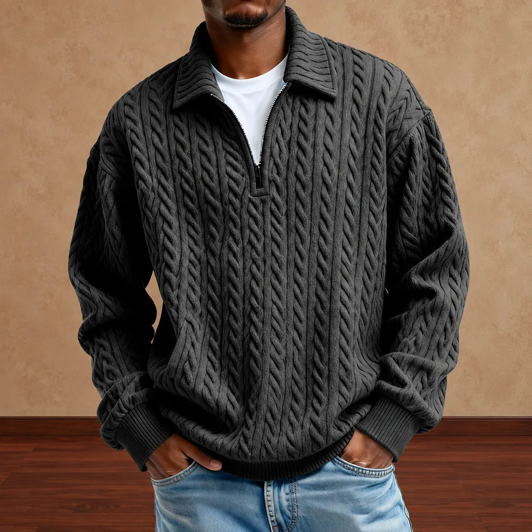 Textured Quarter-Zip Sweater