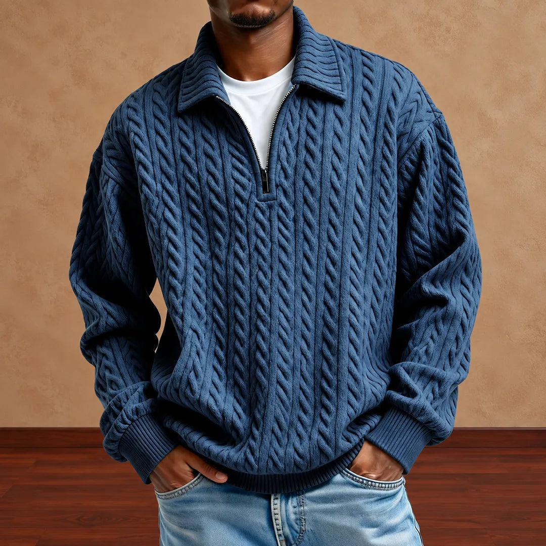 Textured Quarter-Zip Sweater