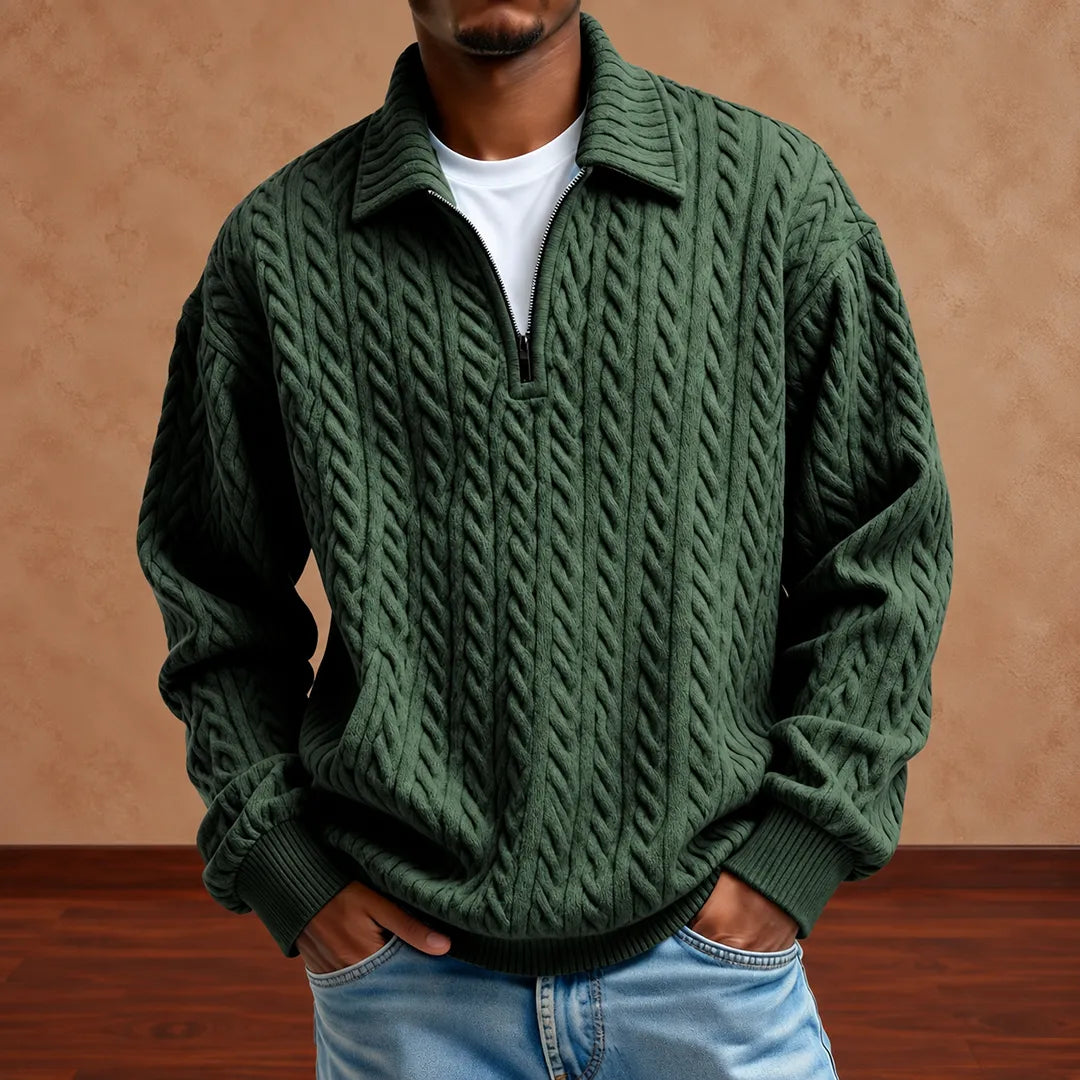 Textured Quarter-Zip Sweater