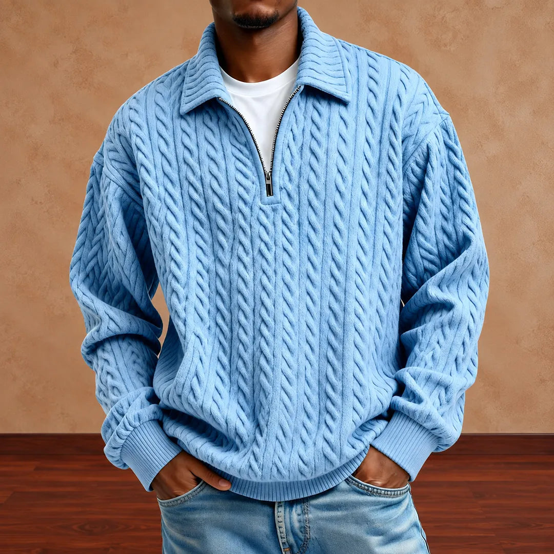 Textured Quarter-Zip Sweater
