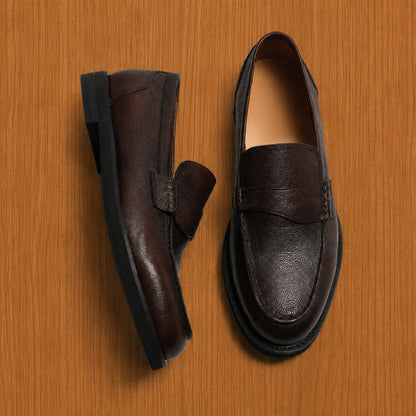 Textured Leather Loafers