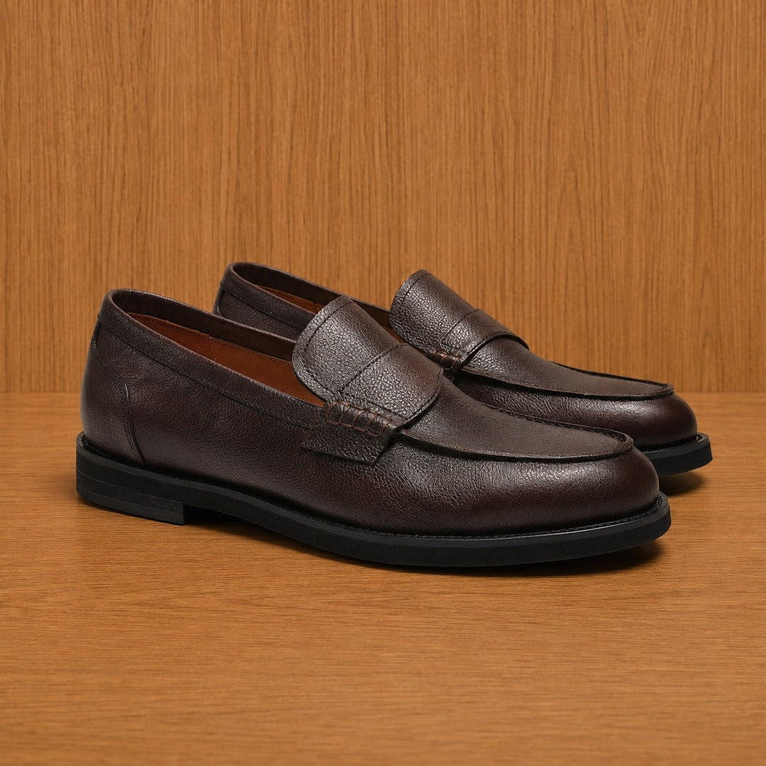 Textured Leather Loafers